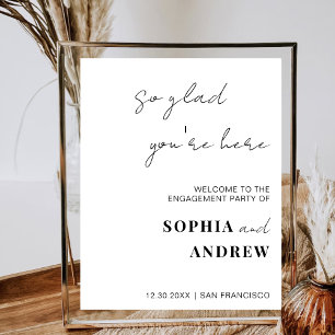 So Glad You're Here Minimalist Wedding Welcome Poster