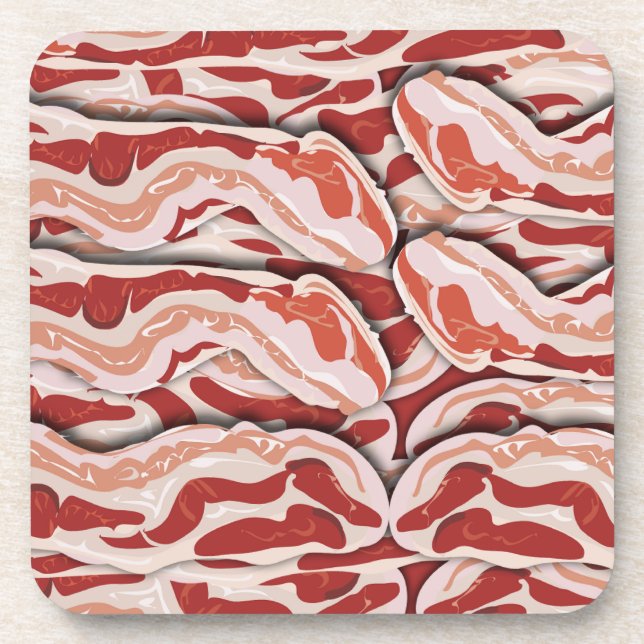 So Good Bacon Fun Meat Illustrated Pattern Coaster (Front)