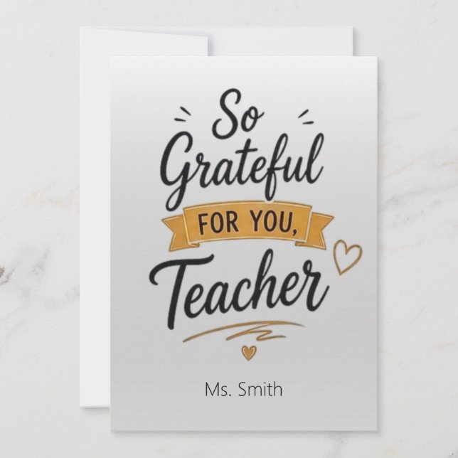 So Grateful for You Personalised Teacher  Card (Front)