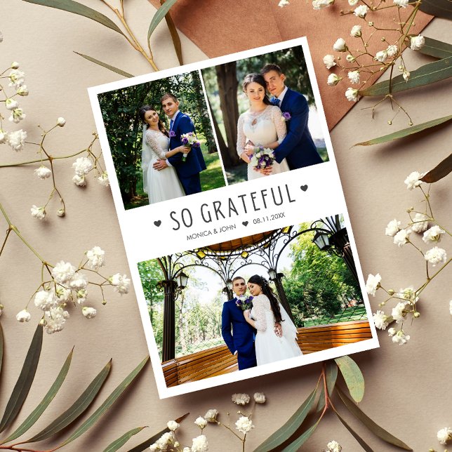 So Grateful Modern Photo Wedding Thank You  (Creator Uploaded)