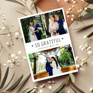 So Grateful Modern Photo Wedding Thank You Card