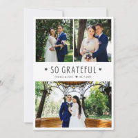 So Grateful Modern Wedding Photo Thank You Card