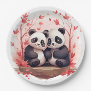 So Happy Together Panda pair Paper Plate