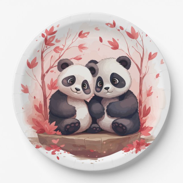 So Happy Together Panda pair  Paper Plate (Front)