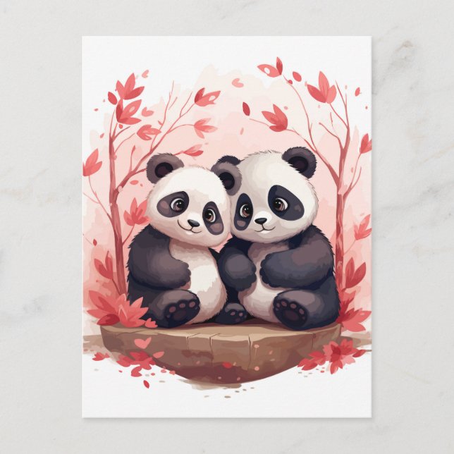 So Happy Together Panda pair  Postcard (Front)