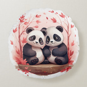 So Happy Together Panda pair Round Cushion