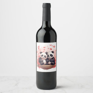 So Happy Together Panda pair Wine Label