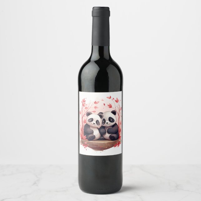 So Happy Together Panda pair  Wine Label (Front)