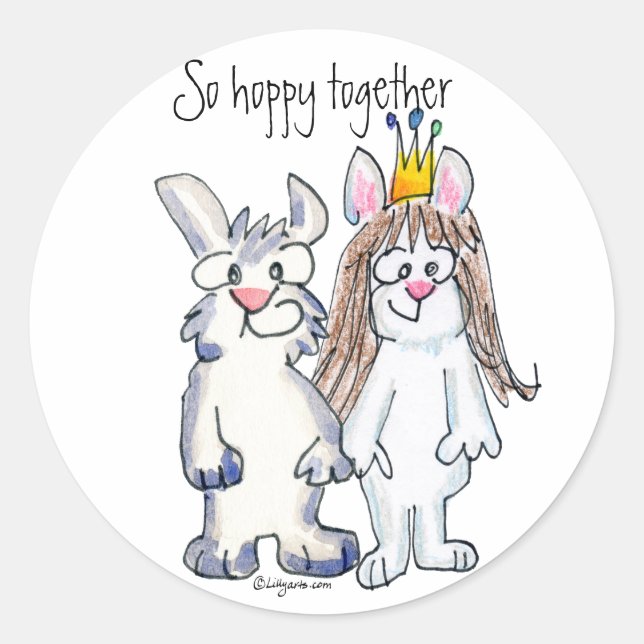 So Hoppy Together -Cartoon Rabbit Sticker (Front)