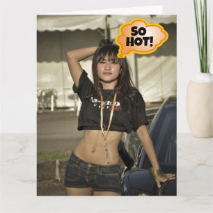 SO HOT ASIAN GIRL FUNNY BIRTHDAY BIG CARD FOR HIM