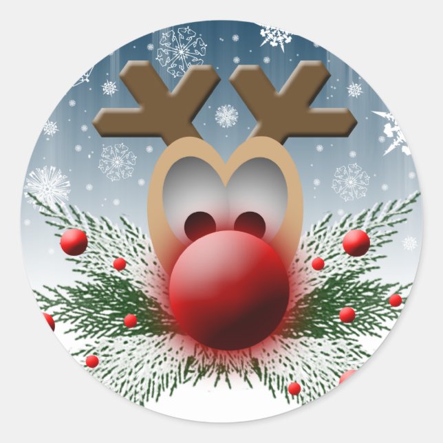 So It Glows Holiday Xmas Christmas Xmas Reindeer Classic Round Sticker (Front)