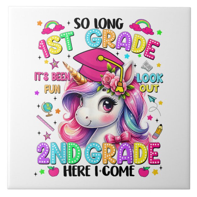 So Long 1st Grade 2nd Grade Here I Come Ceramic Tile (Front)