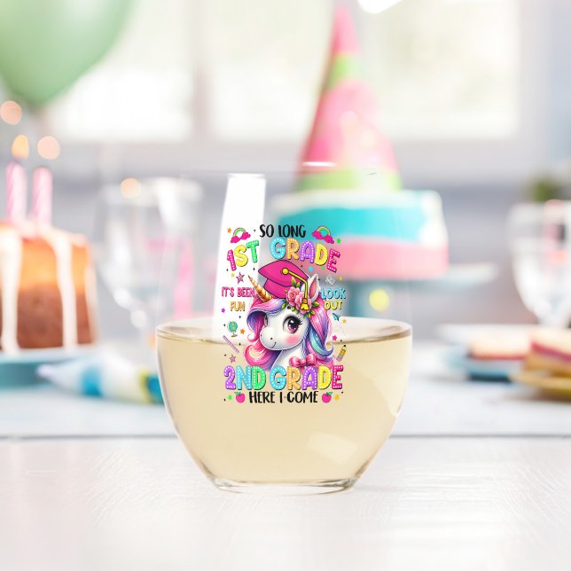 So Long 1st Grade 2nd Grade Here I Come Stemless Wine Glass (Insitu (Birthday))