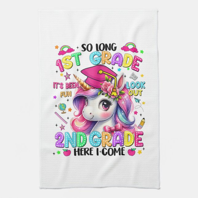 So Long 1st Grade 2nd Grade Here I Come Tea Towel (Vertical)
