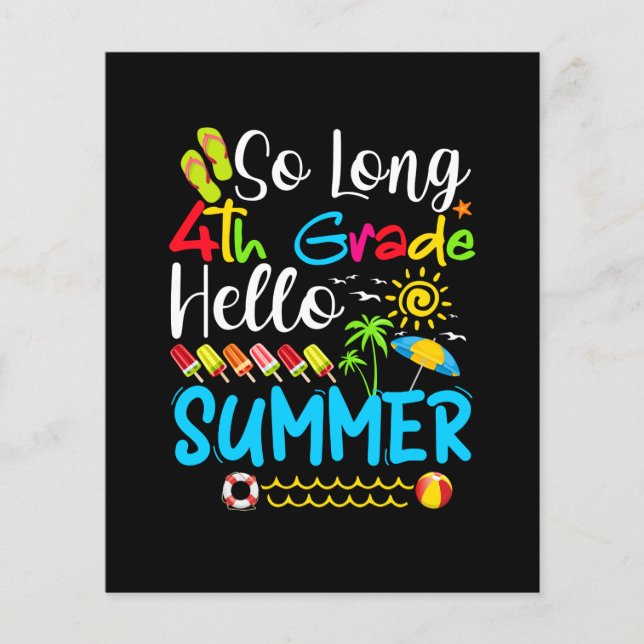 So Long 4th Grade Hello Summer Last Day Of School. (Front)