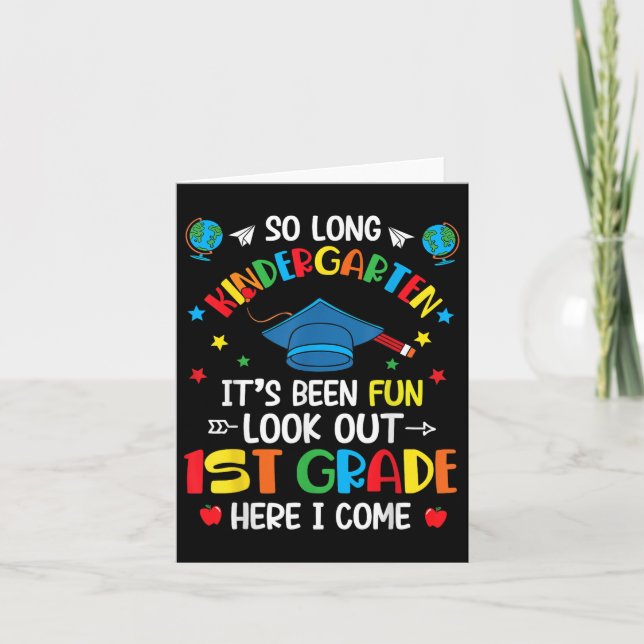 So Long Kindergarten Graduation 1st Grade Kids Boy Card (Front)