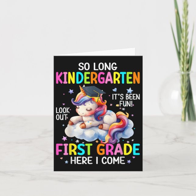 So Long Kindergarten Graduation Cl 2025 Unicorn Ki Card (Front)
