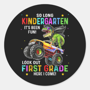 So Long Kindergarten Graduation Cl Of 2025 Dinosau Classic Round Sticker