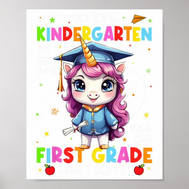 So Long Kindergarten Graduation Last Day Of School Poster (Front)