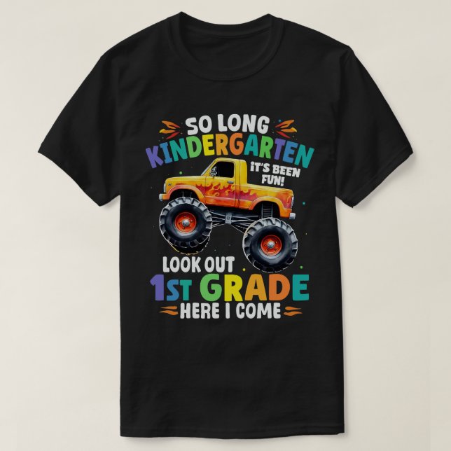 So Long Kindergarten Graduation Monster Truck  T-Shirt (Design Front)