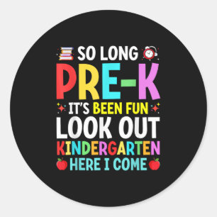 So Long Pre-k Graduation Graduate Teacher Kid Boys Classic Round Sticker