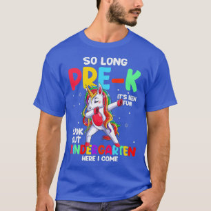 So Long Pre-K Kindergarten Here I Come Unicorn Gra T-Shirt