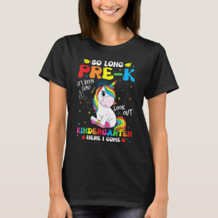 So Long Pre K Kindergarten Here I Come Unicorn Gra T-Shirt