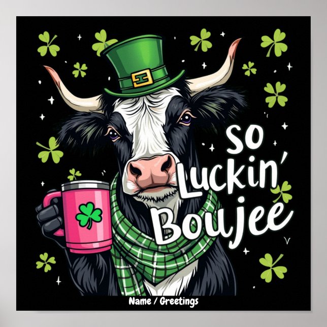 So Luckin' Boujee Retro St. Patrick's Day  Poster (Front)