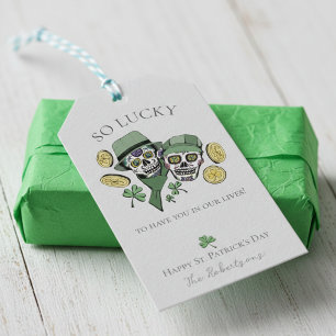 So Lucky St Patrick's Day Sugar Skulls Gift Tags