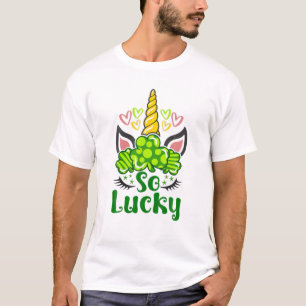 So Lucky St Patrick's Day Unicorn Kids Girls Women T-Shirt