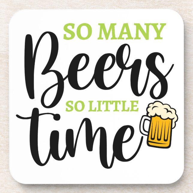 So Many Beers Coaster Set – Funny Beer Quote Bar C (Front)