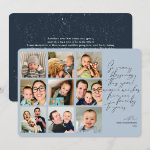 So Many Blessings Year Review Photo Collage Blue Holiday Card