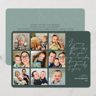 So Many Blessings Year Review Photo Collage Green Holiday Card
