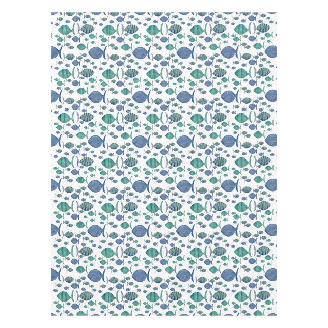 So Many Blue Fish   Tablecloth (Front)