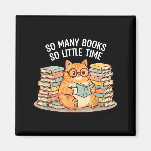 So Many Books Little Time Cat With Coffee Magnet