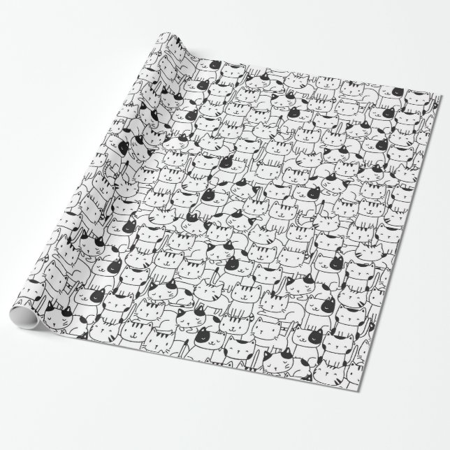 So Many Cats Pattern Wrapping Paper (Unrolled)