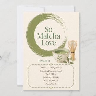 So Matcha Love Zen Baby Shower Invitation