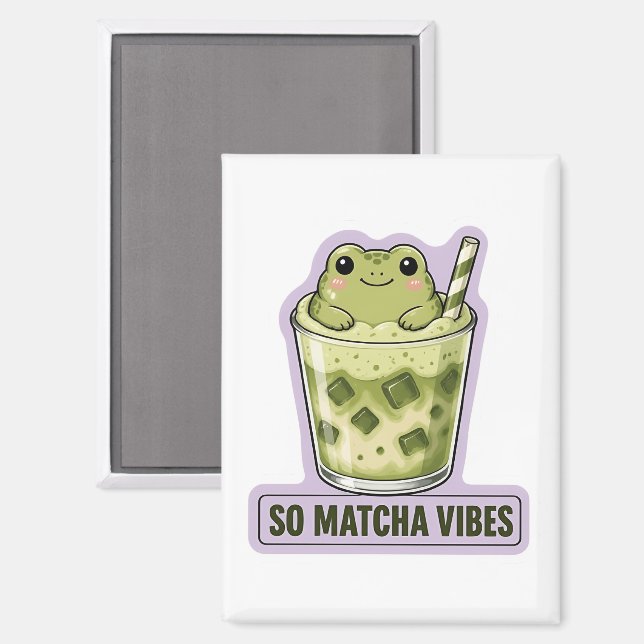 So Matcha Vibes Cute Kawaii Frog Meme Magnet (Front/Back)