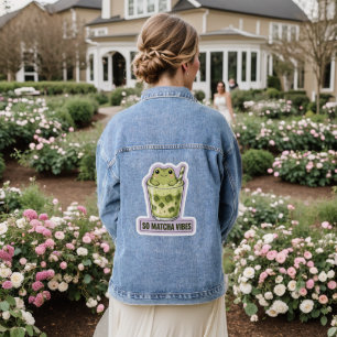 So Matcha Vibes Cute Kawaii Frog Sticker Denim Jacket