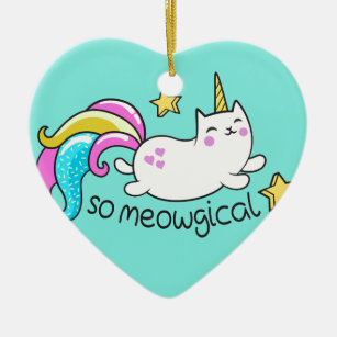 So Meowgical Cute Unicorn kitty glitter sparkles Ceramic Tree Decoration