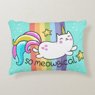 So Meowgical Cute Unicorn kitty glitter sparkles Decorative Cushion