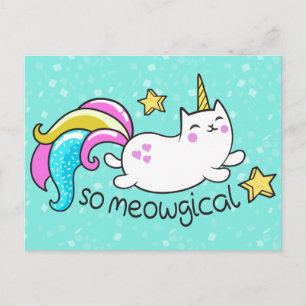 So Meowgical Cute Unicorn kitty glitter sparkles Postcard