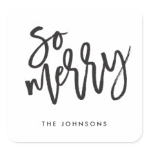 So Merry Modern Calligraphy Holiday Sticker