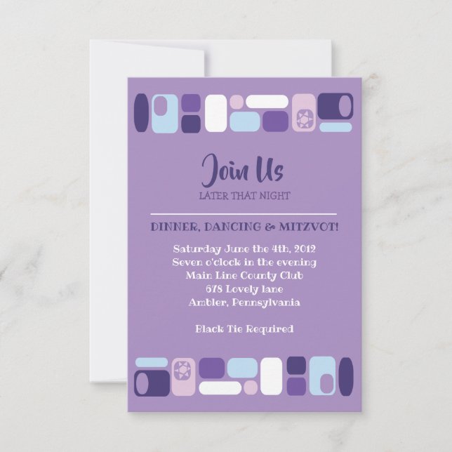 SO MOD Bar Bar Mitzvah Reception Card (Front)