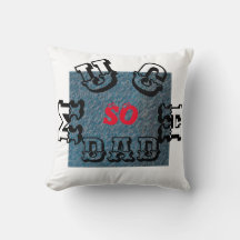 SO MUCH DAD -BLACK-RED-BLUE- THROW PILLOW