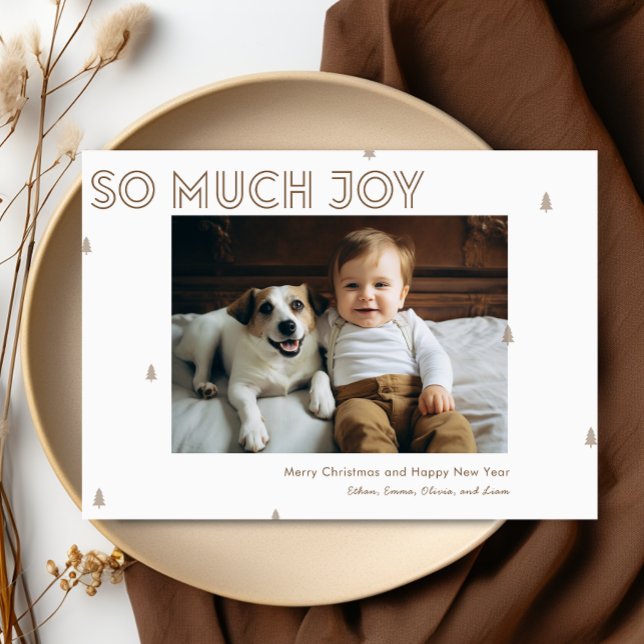So Much Joy Family Pet Dog Baby Photo Christmas Holiday Card (Creator Uploaded)
