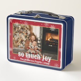 So Much Joy Funny Christmas Family 2 Photos  Metal Lunch Box