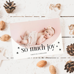 So Much Joy Holiday Baby Photo Birth  Announcement