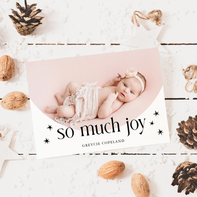 So Much Joy Holiday Baby Photo Birth  Announcement (Creator Uploaded)