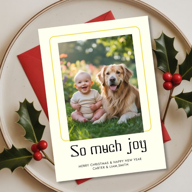 So Much Joy Holiday Baby Photo christmas Card (Creator Uploaded)